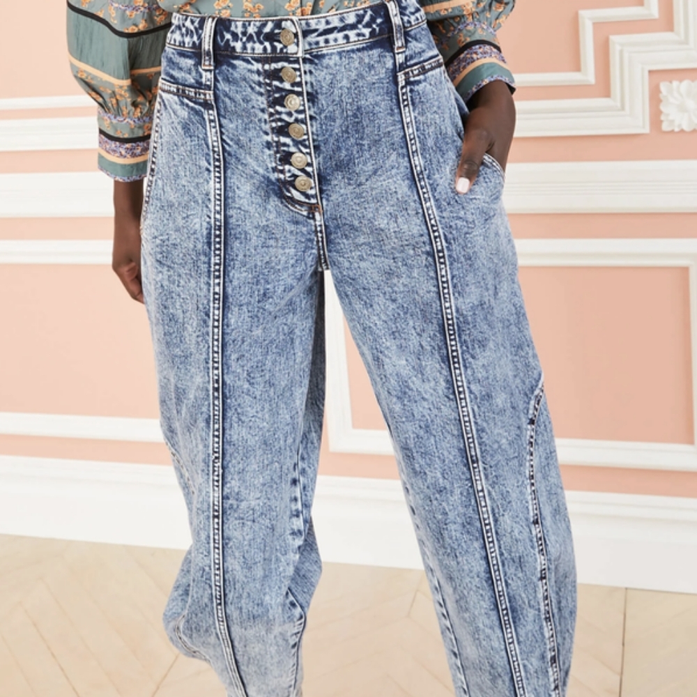 Ulla Johnson Brodie Tapered leg acid washed jeans size 0